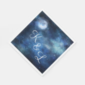 Lunar Sky Full Moon Stars Hochzeit Mongram Dinner Serviette (Ecke)