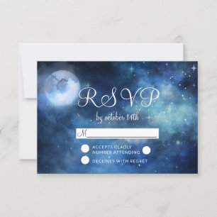 Lunar Sky Full Moon Stars Hochzeit RSVP Reaktion Karte
