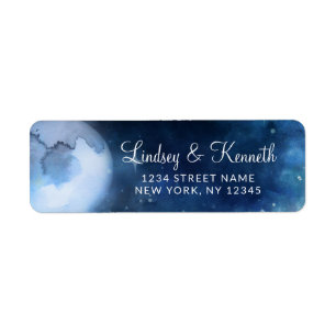 Lunar Sky Full Moon Stars Hochzeit Rücksendeadress