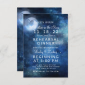 Lunar Sky Full Moon Stars Hochzeitsessen Probe Einladung (Vorne/Hinten)