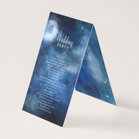 Lunar Sky Full Moon Stars Hochzeitsprogramm (Rückseite)