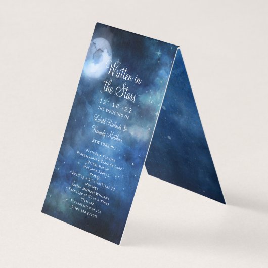 Lunar Sky Full Moon Stars Hochzeitsprogramm (Vorderseite)