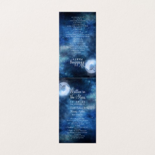 Lunar Sky Full Moon Stars Hochzeitsprogramm (Außenseite Aufgefaltet)
