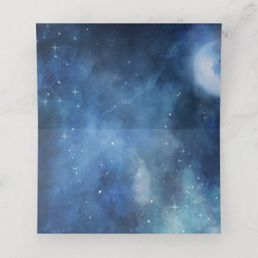 Lunar Sky Full Moon Stars reserviert Seating Weddi Platzkarte (Innenseite Aufgefaltet)