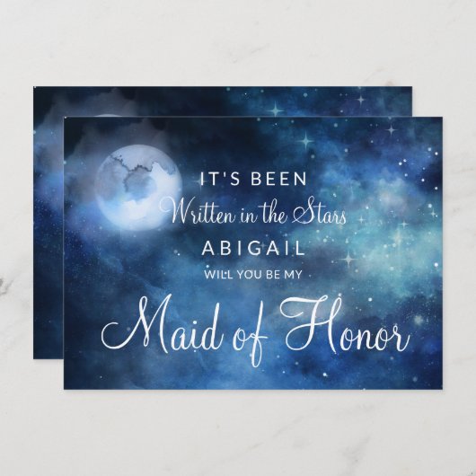 Lunar Sky Moon Be Meine Trauzeugin Vorschlag Card (Vorne/Hinten)