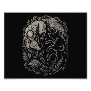 Lunar Solar Füchse • Mystische Yin-Yang-Waldkunst Fotodruck