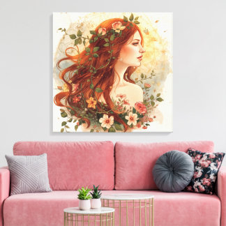 Lunar Spirit Queen Boho Wandkunst | Mondgöttin Leinwanddruck