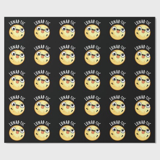 Lunar-tic Funny Astronomy Moon Pun Dark BG Geschenkpapier (Flach)