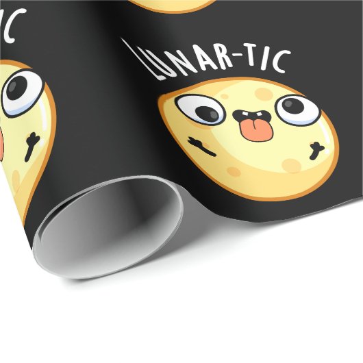 Lunar-tic Funny Astronomy Moon Pun Dark BG Geschenkpapier (Rolleneckpunkt)