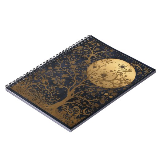 Lunar Tree Schönes Illustriertes Notebook Notizblock (Linke Seite)