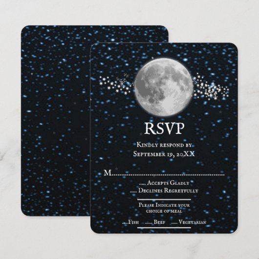 Lunar Wedding RSVP Card Karte (Vorne/Hinten)