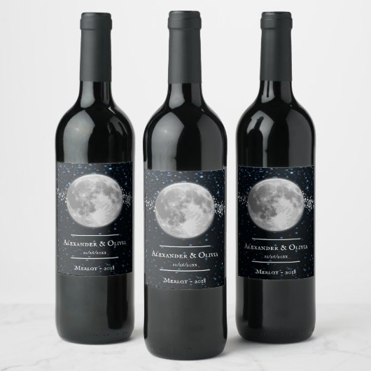 Lunar Wedding Wine Label Weinetikett (Flaschen)