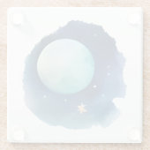 Lunar Whispers: Aquarellfarbene Nacht Glasuntersetzer (Rückseite)