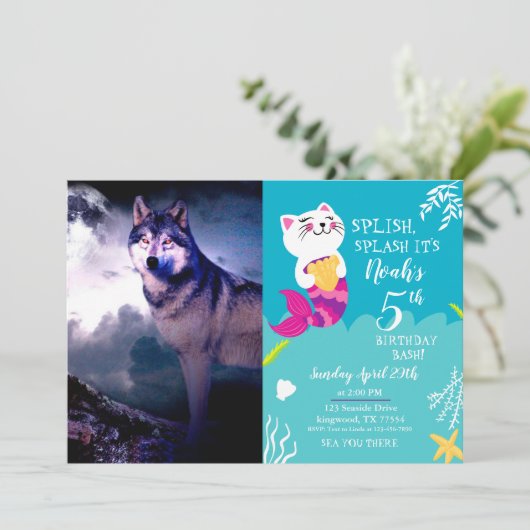 Lunar Wolf Einladung (Stehend Vorderseite)