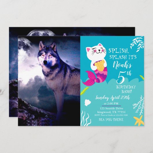 Lunar Wolf Einladung (Vorne/Hinten)