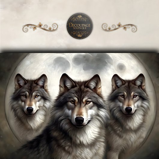 Lunar Wolf Pack Decoupage Seidenpapier