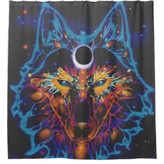 Lunar Wolf Shower Curtain Duschvorhang (Vorderseite)