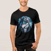 Lunar Wolf with Glowing Blue Eyes Tri-Blend Shirt (Vorderseite)