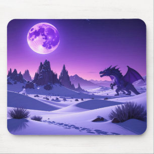 Lunar Wyrm – Lila Drache unter dem Mond-Mausepad Mousepad