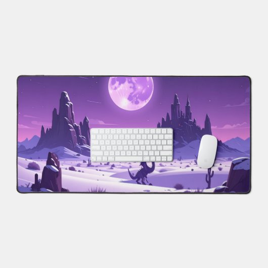 Lunar Wyrm – Purple Dragon Under the Moon Desk Mat Schreibtischunterlage (Tastatur & Maus)