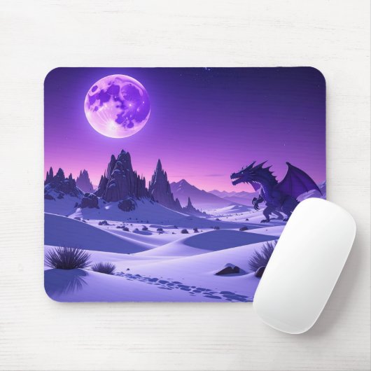 Lunar Wyrm – Purple Dragon Under the Moon Mousepad (Mit Mouse)