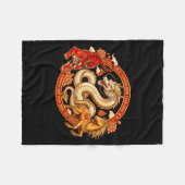 Lunar Zodiac Dragon Tiger Horse Harmony Chinese Ne Fleecedecke (Vorderseite (Horizontal))
