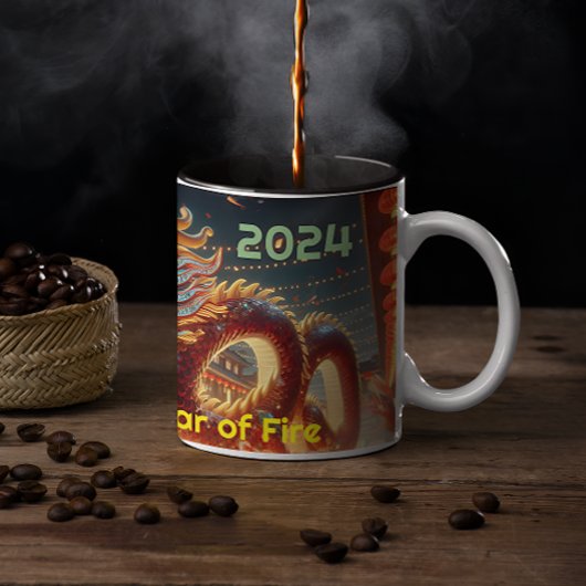Lunar Zodiac-Kulturdrache "Jahr des Feuers" Zweifarbige Tasse