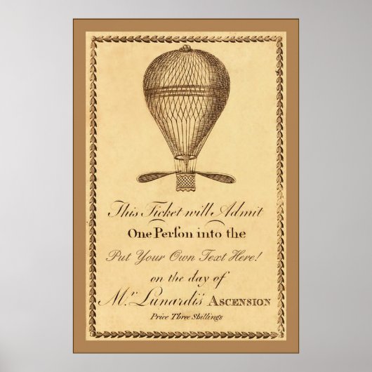 Lunardi's Ascension ~ 1784 ~ Vintag Englisch Poster (Vorne)