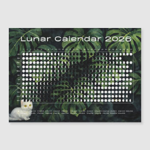 Lunarer Kalender 2026 Mondphasen Monstera Katzen Magnetkarte