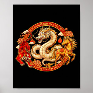 Lunarer Zodiak Drache Tiger Pferd Harmonie Chinesi Poster