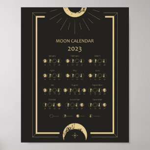 Lunarer Zyklus Mondphasen Kalender 2023 Poster