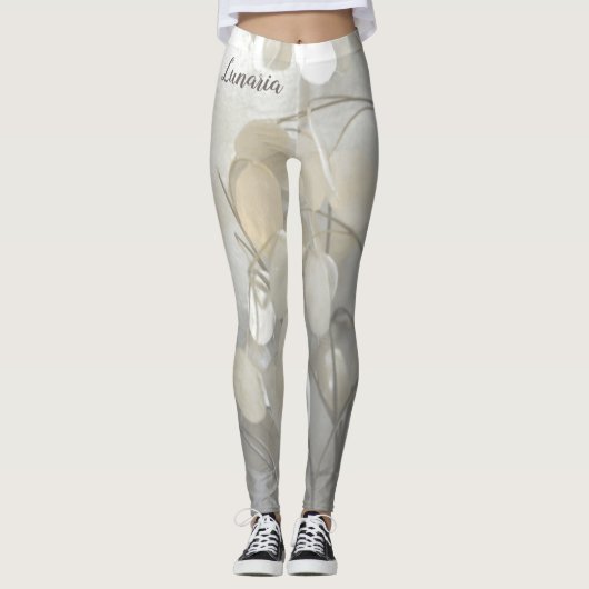 Lunaria Silver Dollar Floral White Chic Leggings (Vorderseite)