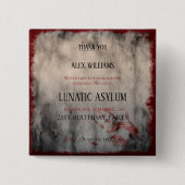 Lunatic Asylum Halloween Geburtstag Danke Button (Vorderseite)