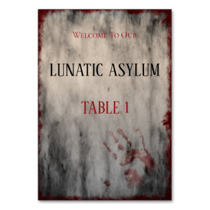 Lunatic Asylum Halloween Geburtstag Tischnummer