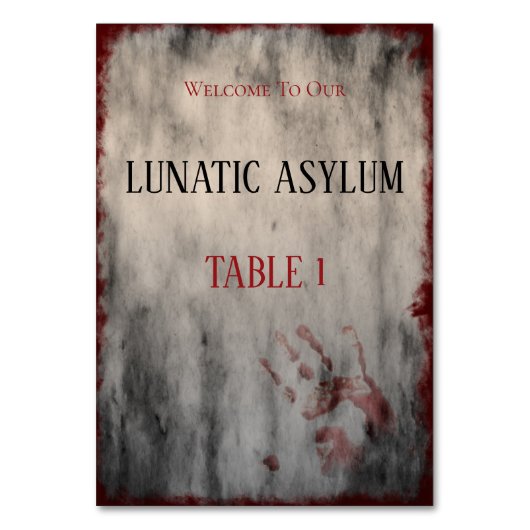Lunatic Asylum Halloween Geburtstag Tischnummer (Vorderseite)