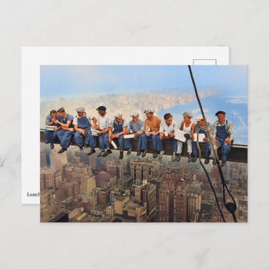 Lunch Atop A Skyscraper 1932 NYC Remastered Color Postkarte (Vorne/Hinten)