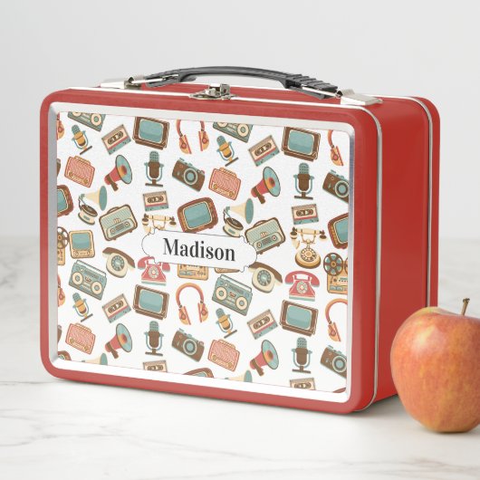 Lunch-Box für Retro Media Pattern individuelle Nam Metall Brotdose (Beispiel)