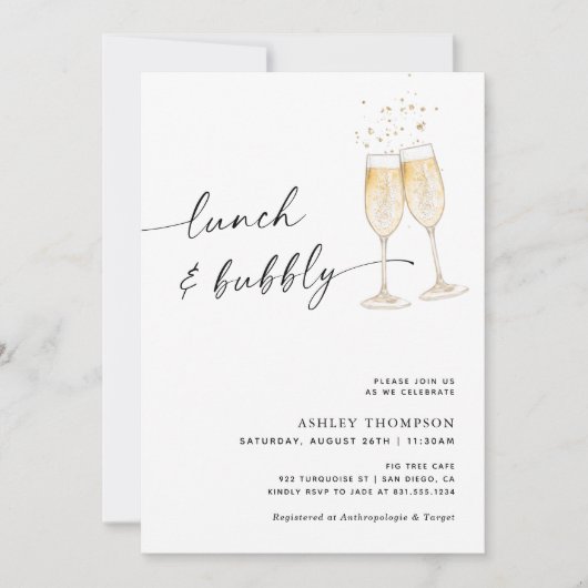 Lunch & Bubbly Bridal Shower, Champagne Bridal Einladung (Vorderseite)