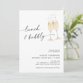 Lunch & Bubbly Bridal Shower, Champagne Bridal Einladung (Stehend Vorderseite)