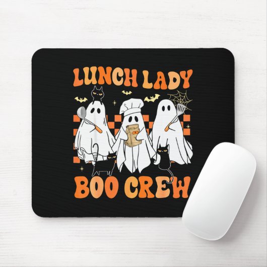 Lunch Lady Boo Crew Ghost Chef Funny Cafeteria Wor Mousepad (Mit Mouse)