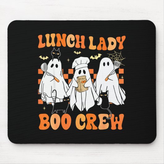 Lunch Lady Boo Crew Ghost Chef Funny Cafeteria Wor Mousepad (Vorne)