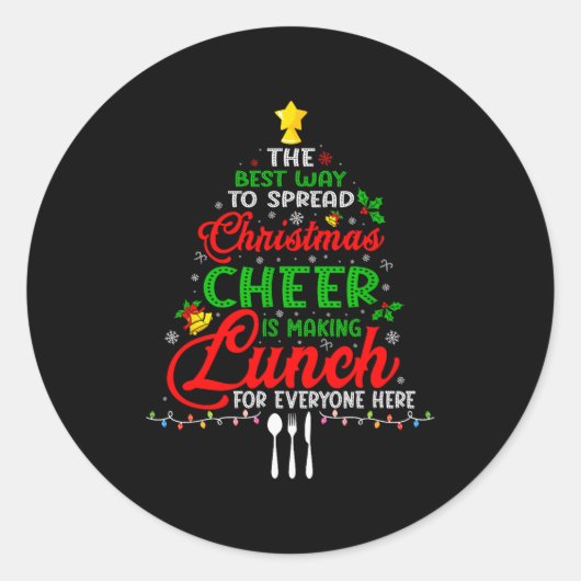 Lunch Lady Christmas Xmas School Cafeteria Lunch L Runder Aufkleber (Vorderseite)