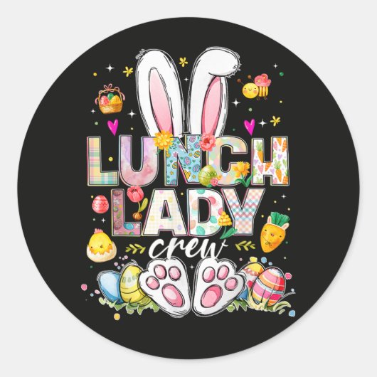 Lunch Lady Crew Lustiger Hase Runder Aufkleber (Vorderseite)