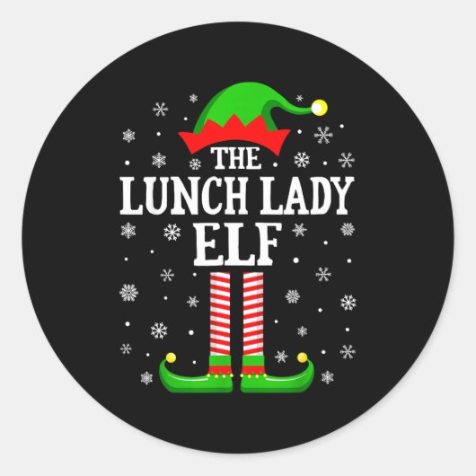 Lunch Lady Elf Funny Christmas Family Matching Runder Aufkleber (Vorderseite)