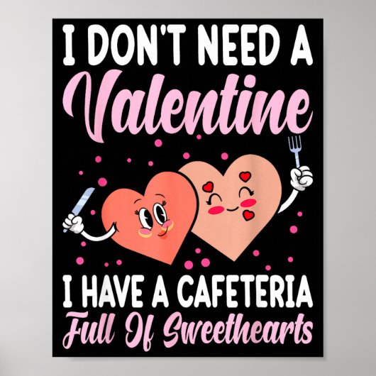 Lunch Lady Gift Co. Funny Valentine's Day - Black Poster (Vorne)