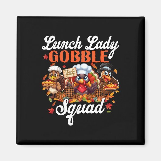 Lunch Lady Gobble Squad Türkei Pumpkin glücklich V Magnet (Vorne)