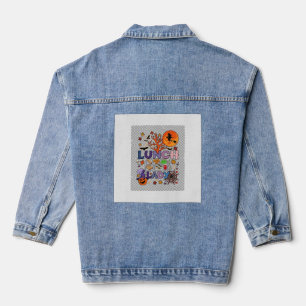 Lunch Lady Halloween Hexe Mond Kürbis_1 Jeansjacke