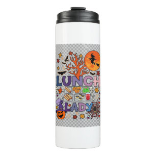 Lunch Lady Halloween Hexe Mond Kürbis_1 Thermosbecher
