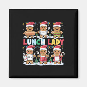 Lunch Lady Job Weihnachten Bunt Gruppe Santa Ging Magnet