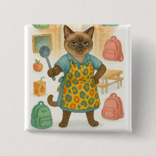 Lunch-Lady-Lebenscoach für Katzenliebhaber Button